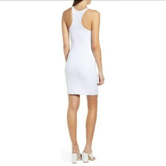 Leith Womens Dress White M Stretch Body Con Mini Racerback Tank Dress New - Picture 6 of 7